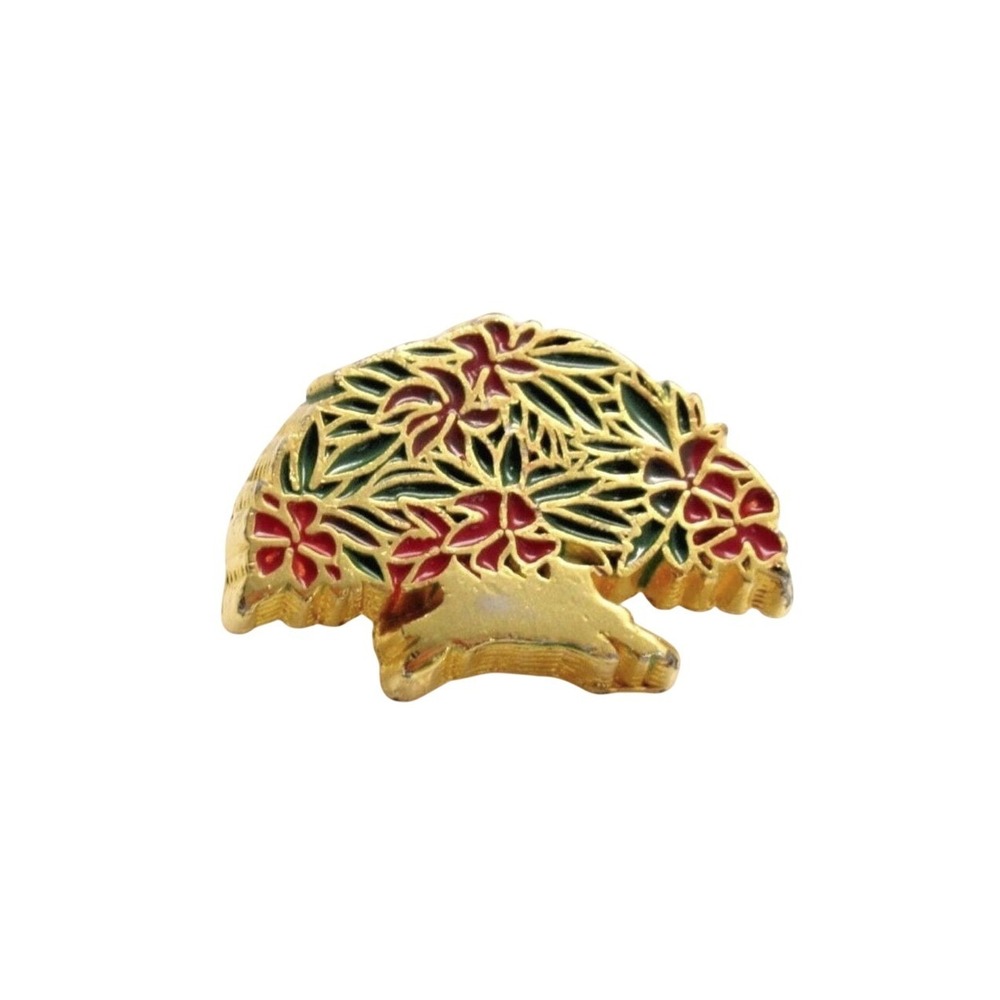 Dotty Smith Mini Hibiscus Lapel Pin Gold Tone Enamel Floral 3/4"